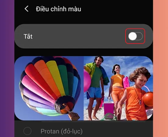 Chỉnh màu màn hình điện thoại samsung