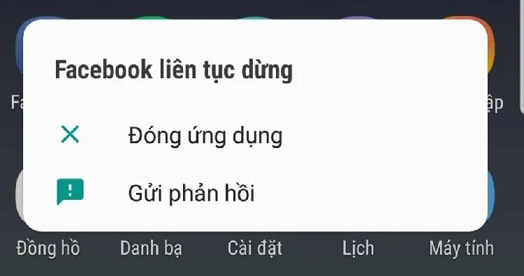 Facebook bị văng ra trên Android