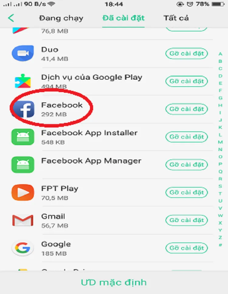 Facebook bị văng ra trên Android