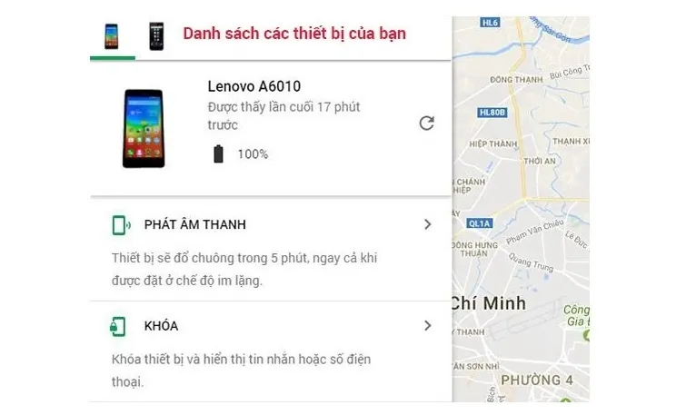 Tìm điện thoại bị mất qua google map