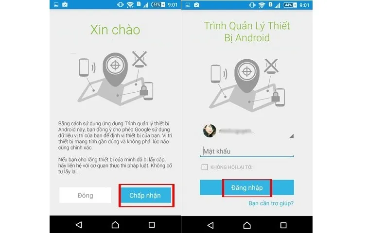 Trình quản lý thiết bị Android trên điện thoại